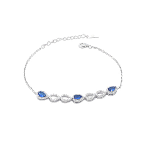 925 Sterling Silver Blue Sapphire Teardrop Jewelry Set for Women