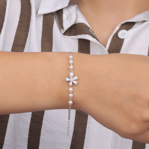 Pearl & Bow 92.5 Sterling Silver Bracelet For Women