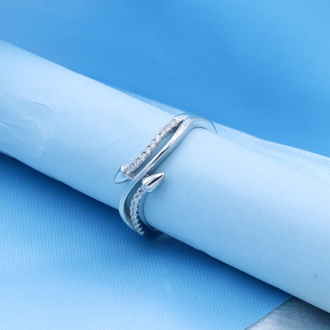 Silver Wrap Around Arrow Diamond Adjustable Ring