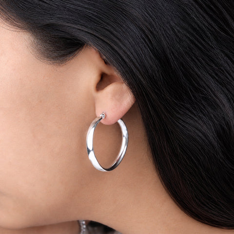 925 Sterling Silver Large Hoop Earrings