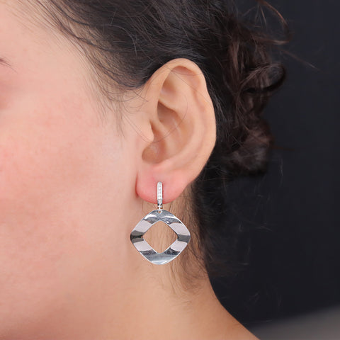 925 Sterling Silver Geometric Hollow Drop Earrings for Women
