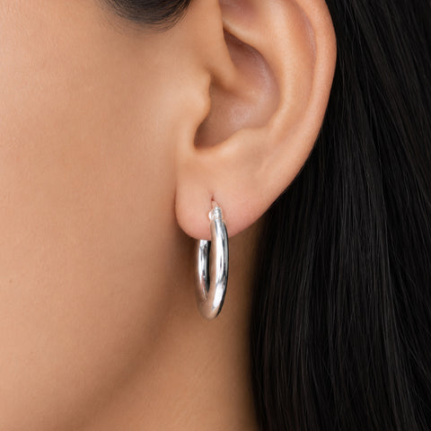 925 Sterling Silver Classic Hoop Earrings