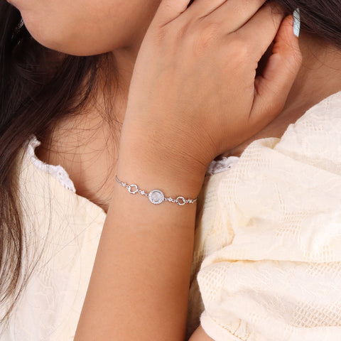 Rhodium-Plated Silver Elegance Bracelet | Statement Jewelry for Women