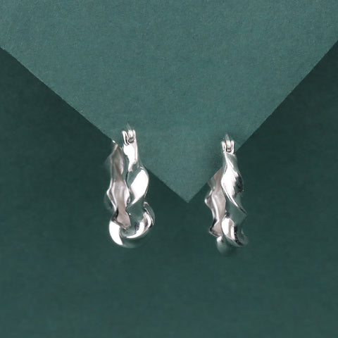 925 Sterling Silver Wavy Twisted Hoop Earrings for Women