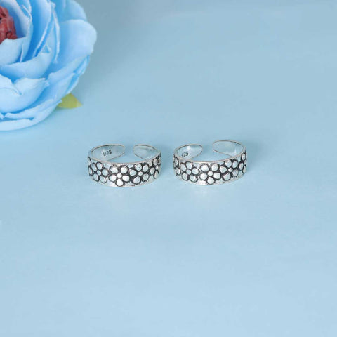 925 Sterling Silver Daisy Flower  Adjustable Toe Ring for Women