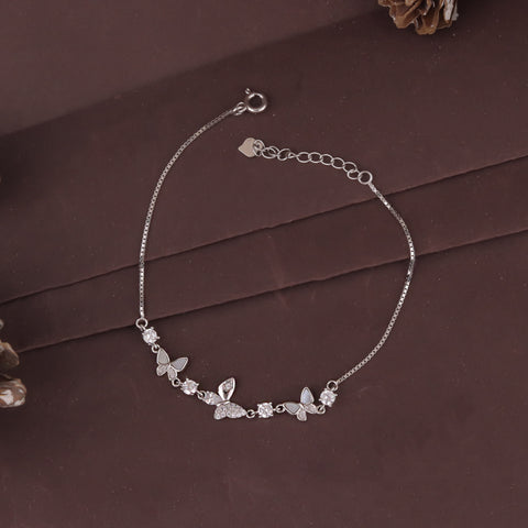 925 Sterling Silver Butterfly Charm Bracelet for Women