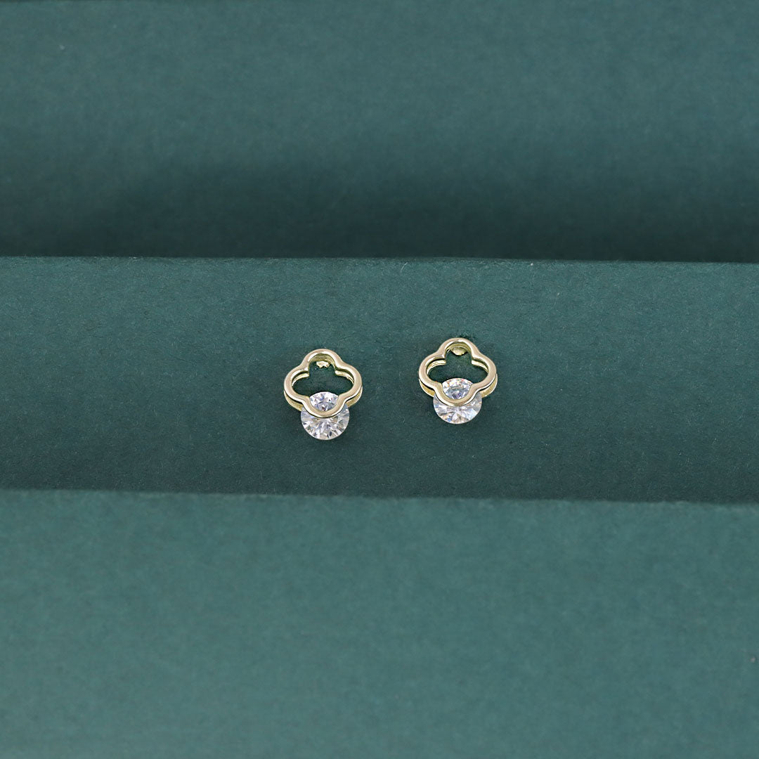 925 Sterling Silver Floral Diamond Stud Earrings for Women