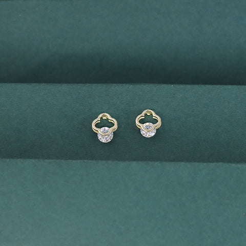 925 Sterling Silver Floral Diamond Stud Earrings for Women