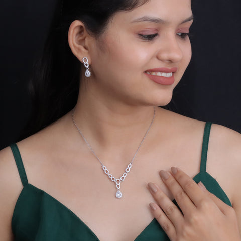 Eri Silvers Infinity Glow Necklace & Earrings Set