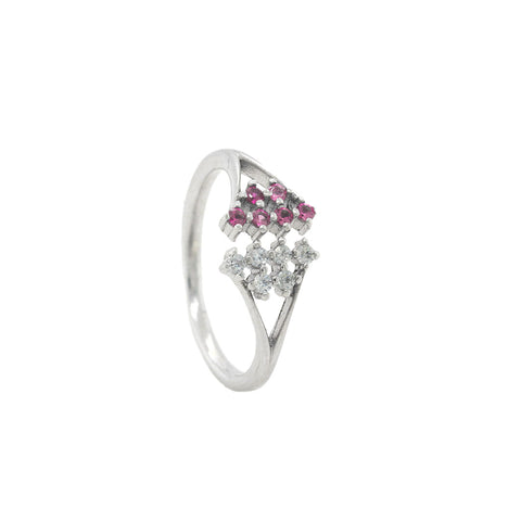 Sterling Silver Multiple Pink Stone Ring