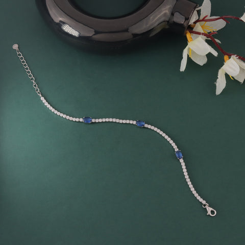 925 Sterling Silver Blue Stone Tennis Bracelet for Women