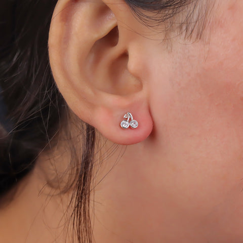 925 Sterling Silver Cherry CZ Stud Earrings for Women
