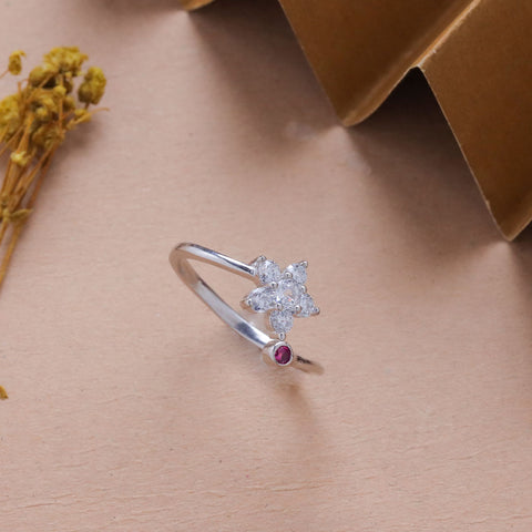 925 Pure Silver  Flower  Adjustable Women Rings
