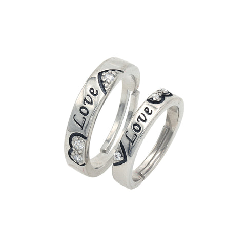 Silver Love Couple Ring