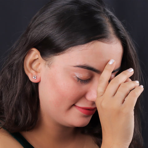 925 Sterling Silver Cherry CZ Stud Earrings for Women