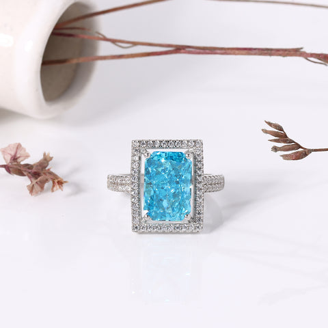 Sky Blue Sapphire Square Ring