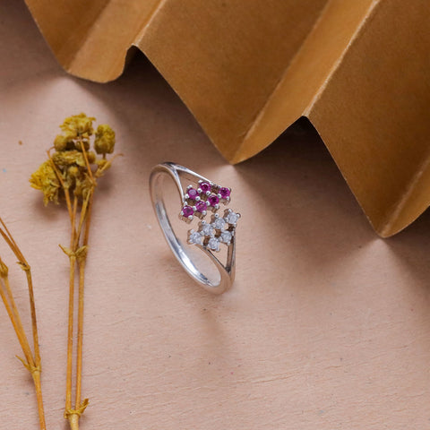 Sterling Silver Multiple Pink Stone Ring