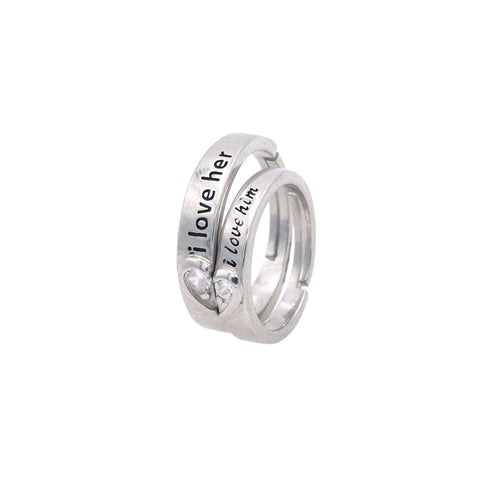 Silver love couple ring