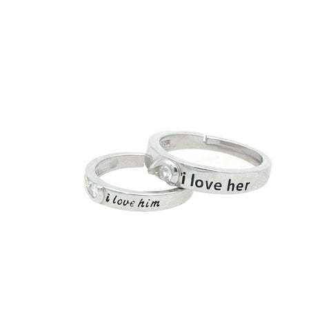 Silver love couple ring