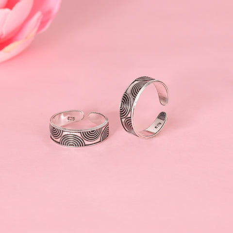 925 Sterling Silver Geometric Circle Toe Rings for Women