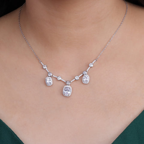 925 silver Sapphire Necklace & Earrings Set