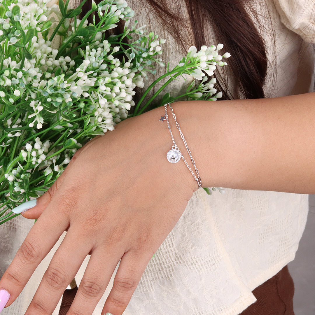 Silver Waterlily Charm bracelet