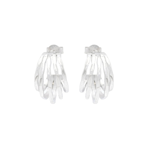 925 Sterling Silver Textured Hoop Earrings for Women