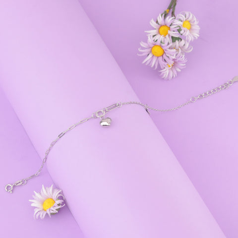 925 Sterling Silver Star & Heart Charm Chain Bracelet