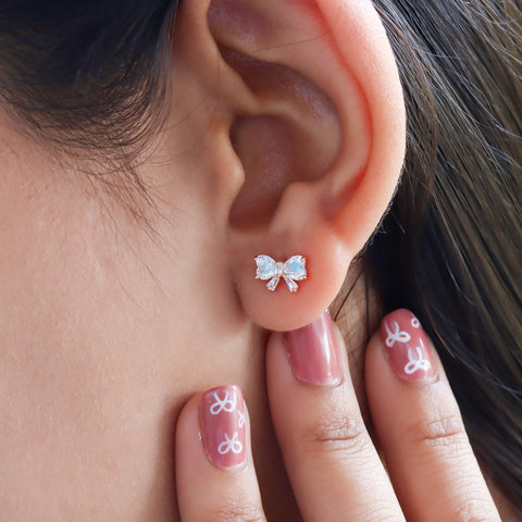 Sterling Silver Cubic Zirconia Ribbon Earrings