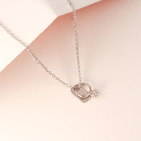 925 Sterling Silver Minimalist Charm  Ring & Dog Tag Pendant Chain