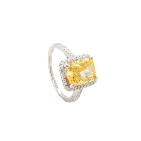 Yellow Crystal Square Chimes Rings for Women