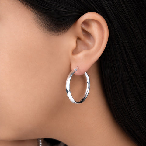 925 Sterling Silver Large Hoop Earrings