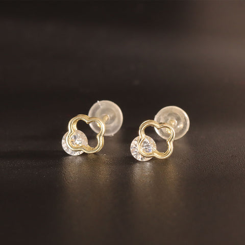 925 Sterling Silver Floral Diamond Stud Earrings for Women