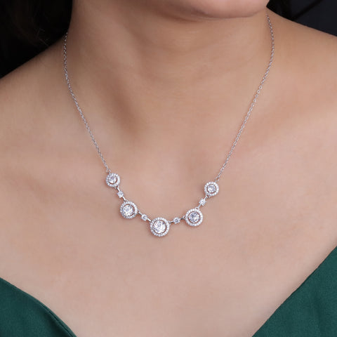 925 Sterling Silver CZ Bridal Necklace & Earrings Set