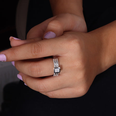 Elegant Silver Double Band Romantic Ring