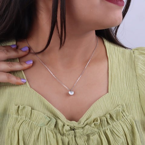 Mother Of Pearl Heart Pendant With Chain