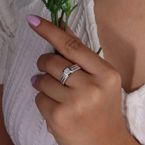 Elegant Silver Double Band Romantic Ring