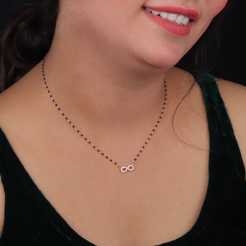Rose Gold Plated Infinity Symbol Silver Mangalsutra for Women