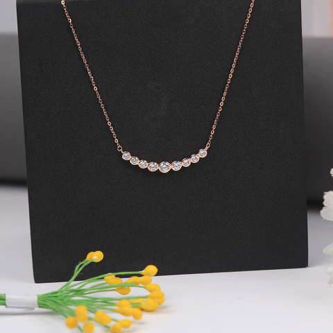 White Diamond's Round Shape Rose Gold Necklace