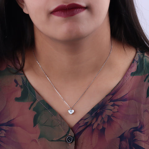 Mother Of Pearl Heart Pendant With Chain