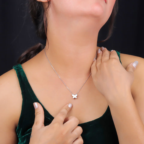 925 Sterling Silver Daily Ware  Butterfly Pendant Necklace for Women