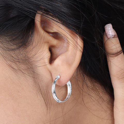 925 Sterling Silver Twisted Hoop Earrings for Women