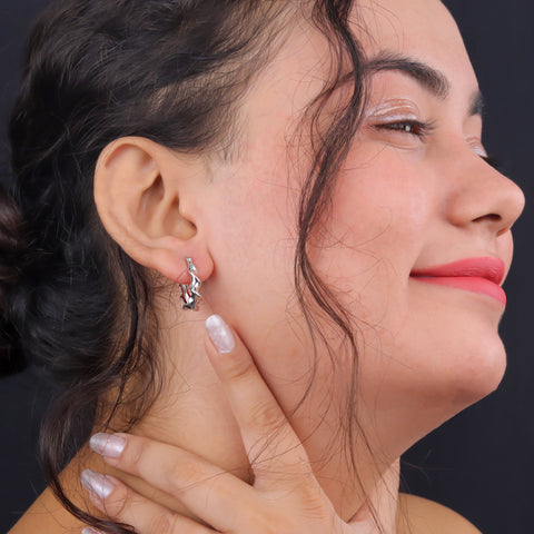 925 Sterling Silver Wavy Twisted Hoop Earrings for Women