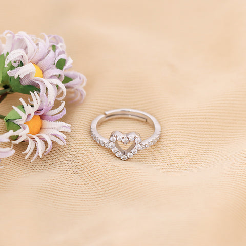 Heart Crown Silver Engagement Rings