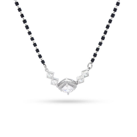 Sterling Silver Square Solitaire Mangalsutra For Women
