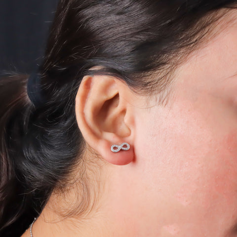 925 Sterling Silver Infinity Diamond Necklace & Earrings Set