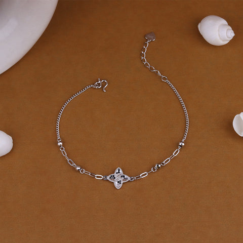 Minimalist Silver Flower Bracelet