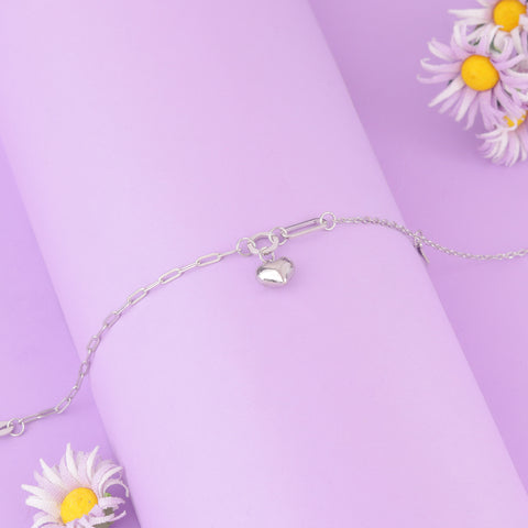 925 Sterling Silver Star & Heart Charm Chain Bracelet