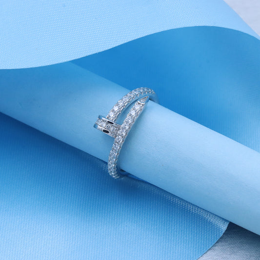 Silver Nailed Wrap Style Diamond Ring