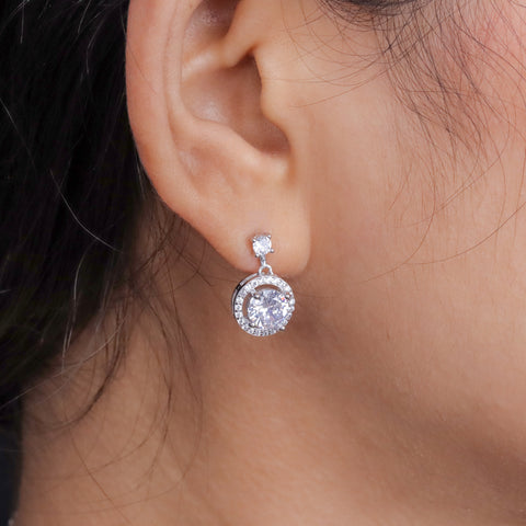 925 Sterling Silver CZ Bridal Necklace & Earrings Set